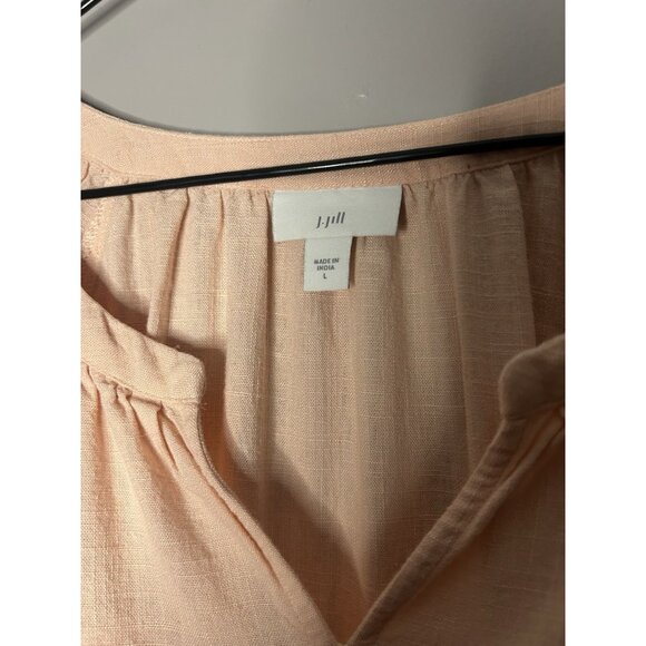 J Jill Women's Size L Shirt Linen Blend Tunic Top Boho Embroidered Short Sleeve - Picture 3 of 9